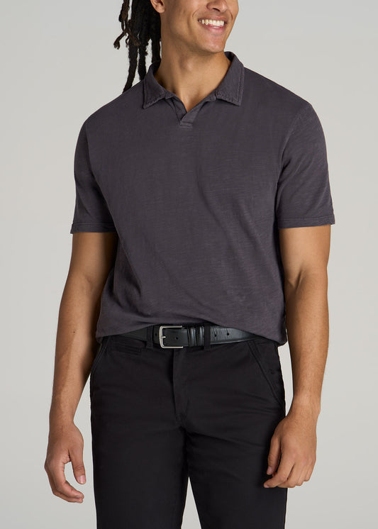 American-Tall-Men-Slub-Polo-Shirt-Charcoal-front