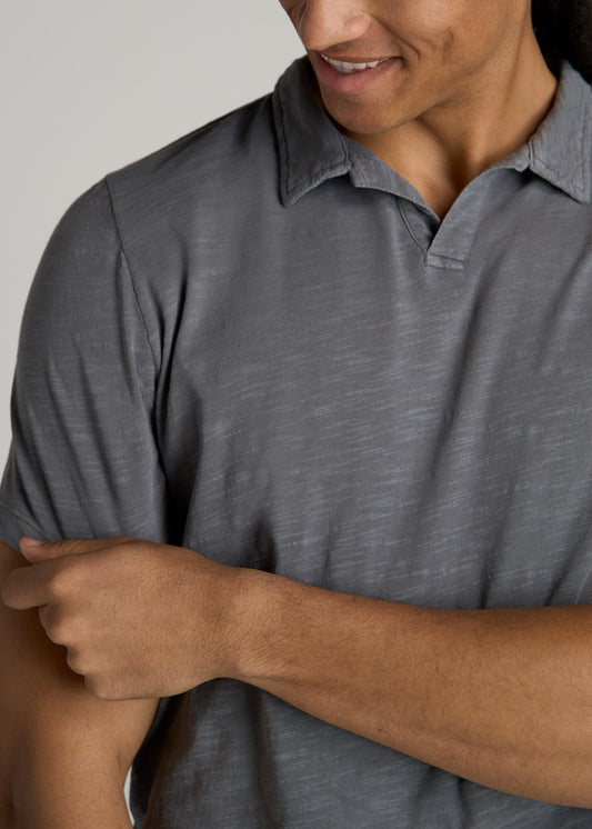 American-Tall-Men-Slub-Polo-Shirt-Slate-detail