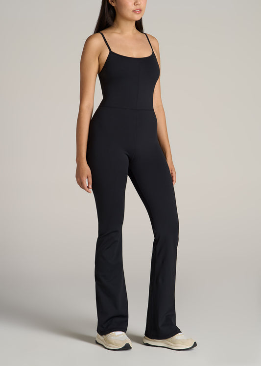 American-Tall-Women-Spaghetti-Strap-Flare-Jumpsuit-Black-side