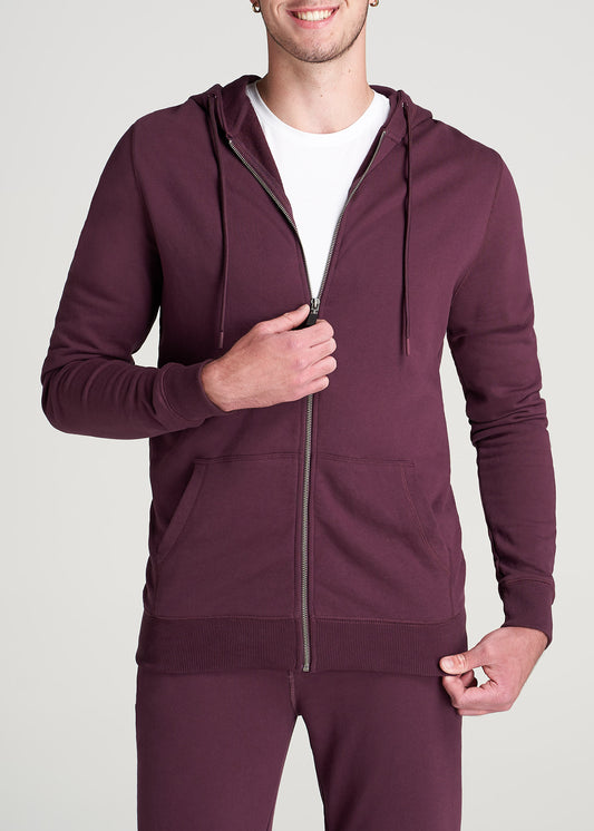 American-Tall-Men-8020-FrenchTerry-FullZip-Hoodie-Maroon-front