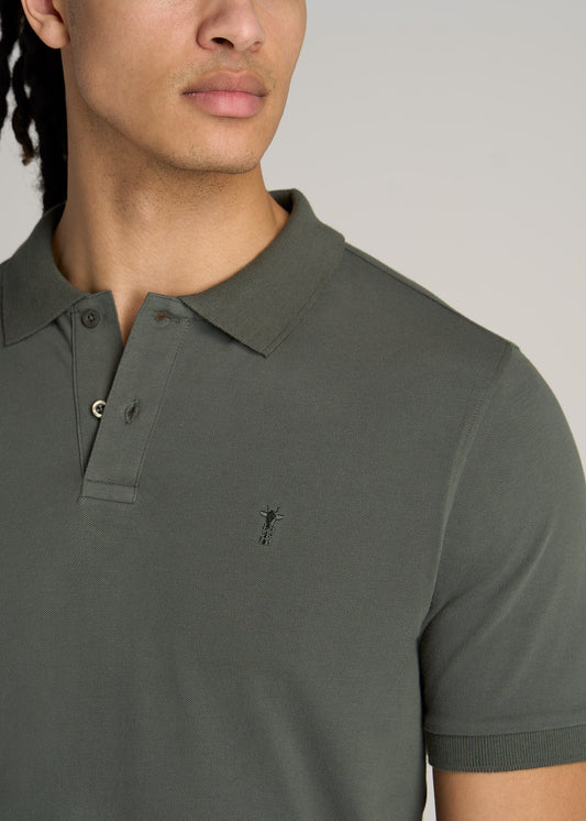 American-Tall-Men-Classic-Polo-Embroidered-Logo-Spring-Olive-detail