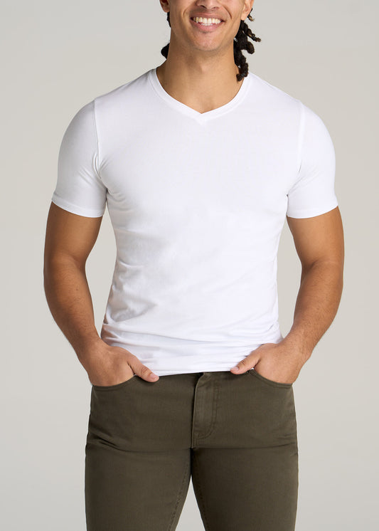     American-Tall-Men-Essential-SLIM-FIT-V-Neck-Tees-White-front