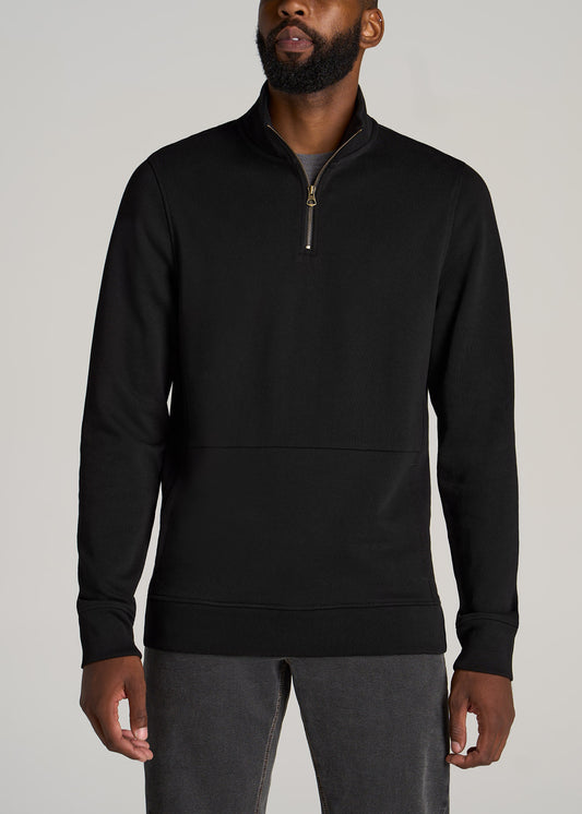       American-Tall-Men-Heavyweight-French-Terry-Quarter-Zip-Pullover-Vintage-Black-front