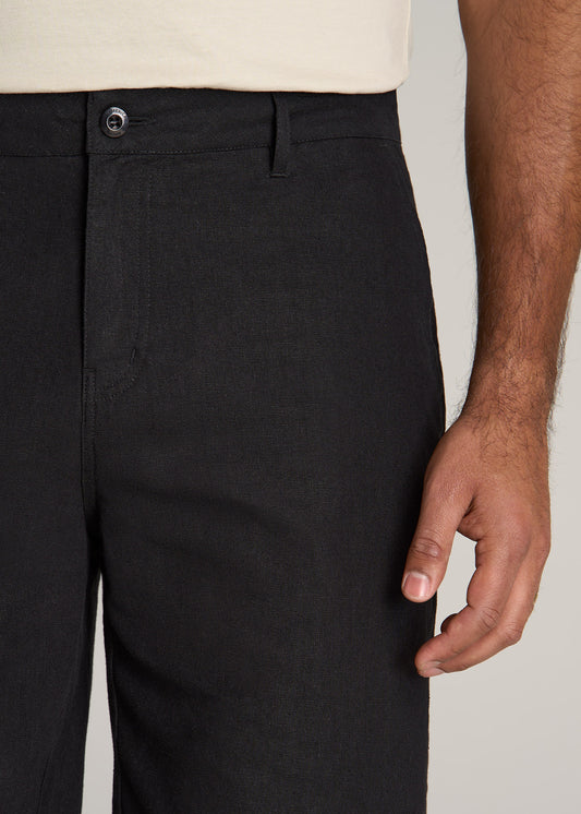 American-Tall-Men-Linen-Shorts-Black-detail