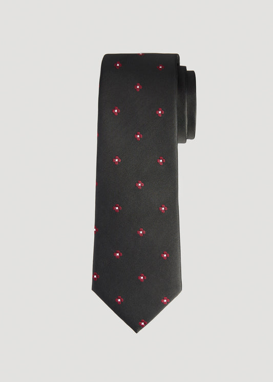       American-Tall-Men-Tie-Burgundy-Floral-Print-Front