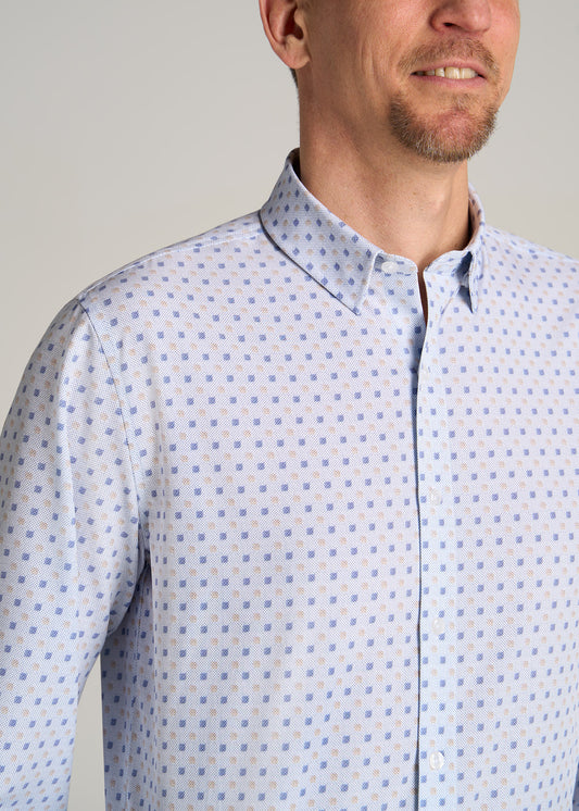 American-Tall-Men-Traveler-Stretch-Dress-Shirt-Blue-Geo-detail