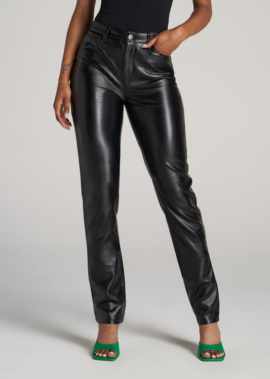      American-Tall-Women-Faux-Leather-Skinny-Pants-Black-front