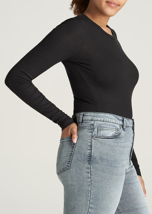       American-Tall-Women-Fitted-Ribbed-LongSleeve-Black-side