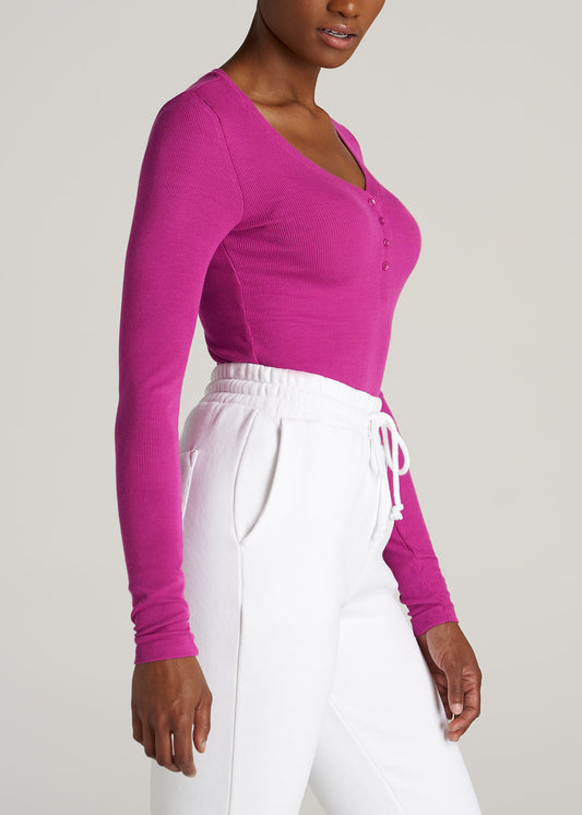    American-Tall-Women-LS-Ribbed-V-Neck-Henley-Pink-Orchid-side