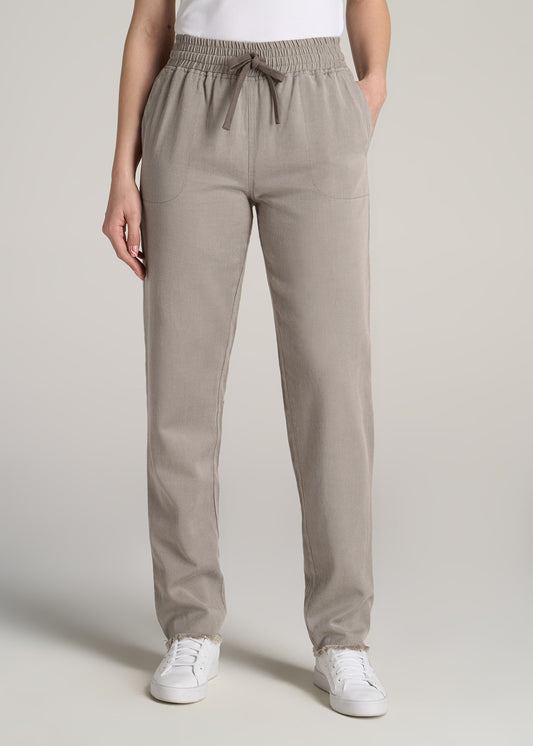    American-Tall-Women-Patch-Pocket-Twill-Pants-Taupe-Grey-front