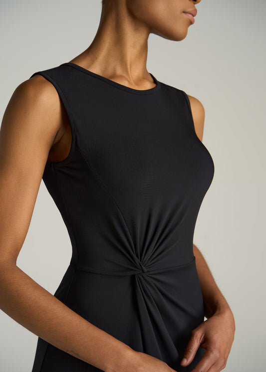     American-Tall-Women-Sleeveless-Knot-Front-Dress-Black-detail