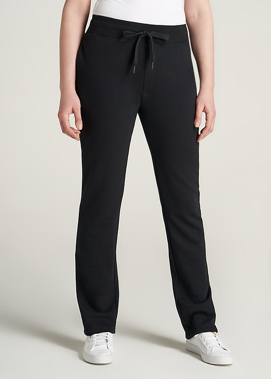 American-Tall-Women-WKND-Fleece-OpenBottom-Sweatpants-Black-front