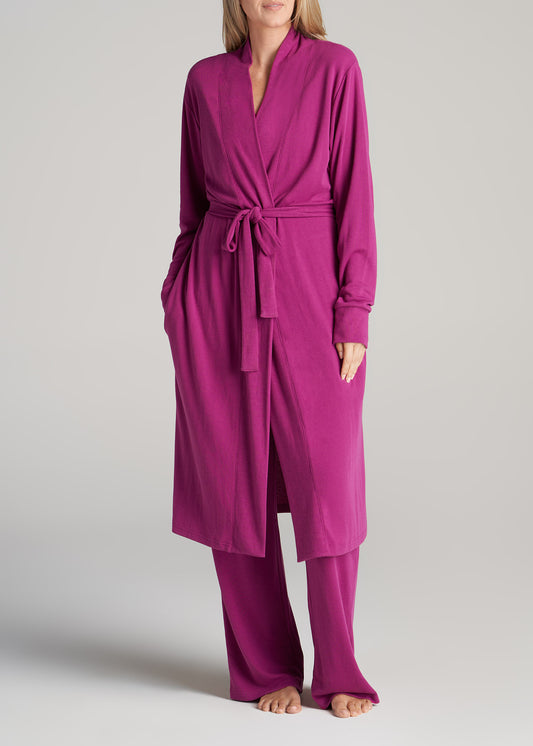    American-Tall-Women-Waffle-Lounge-Robe-Pink-Orchid-front