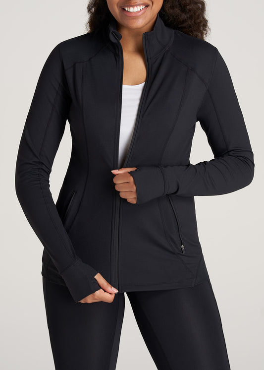 American-Tall-Women-WarmUp-AthleticJacket-Black-front