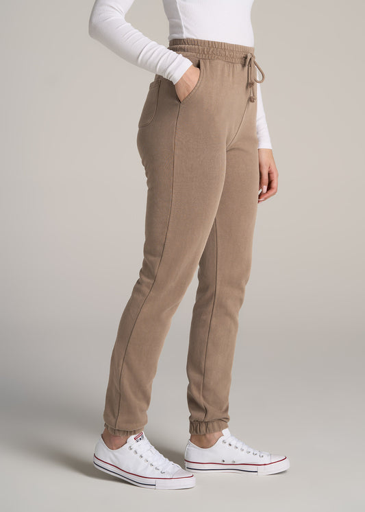       American-Tall-Women-Wearever-SLIM-High-Waisted-Garment-Dye-Sweatpants-Latte-side