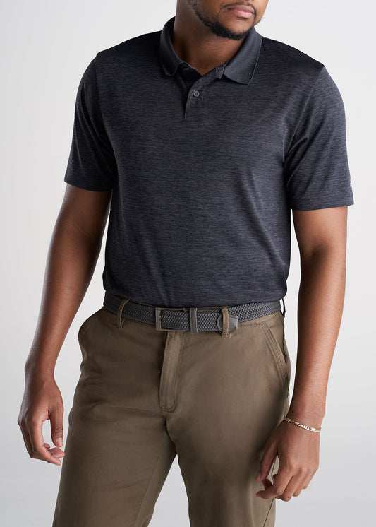 American_Tall_Mens_Performance_Golf_Polo_Inset_Sleeve_Charcoalmix-front