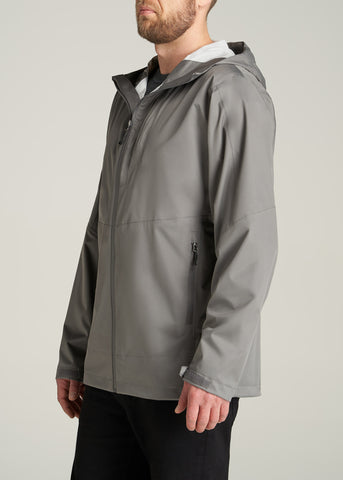 Hooded tall rain jacket for men by joyouslyvibrantlife