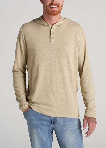 Hooded Henley Shirt for Tall Men