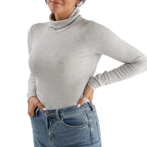 grey long sleeve turtleneck tall woman