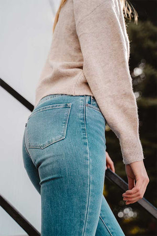 amercian tall womens blue jeans back view