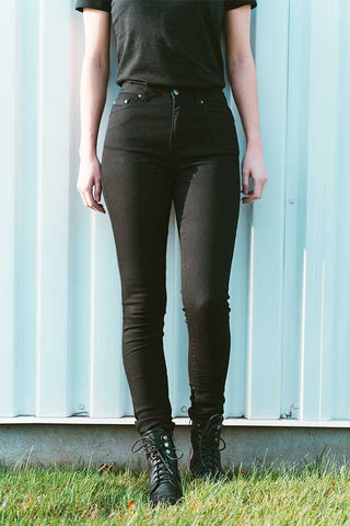 american tall womens black jeans front view
