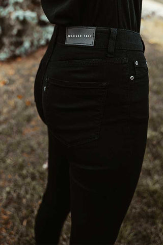 american tall womens black jeans back view