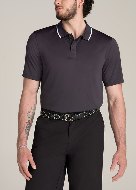 American-Tall-Men-AT-Performance-Tipped-Golf-Polo-Charcoal-front