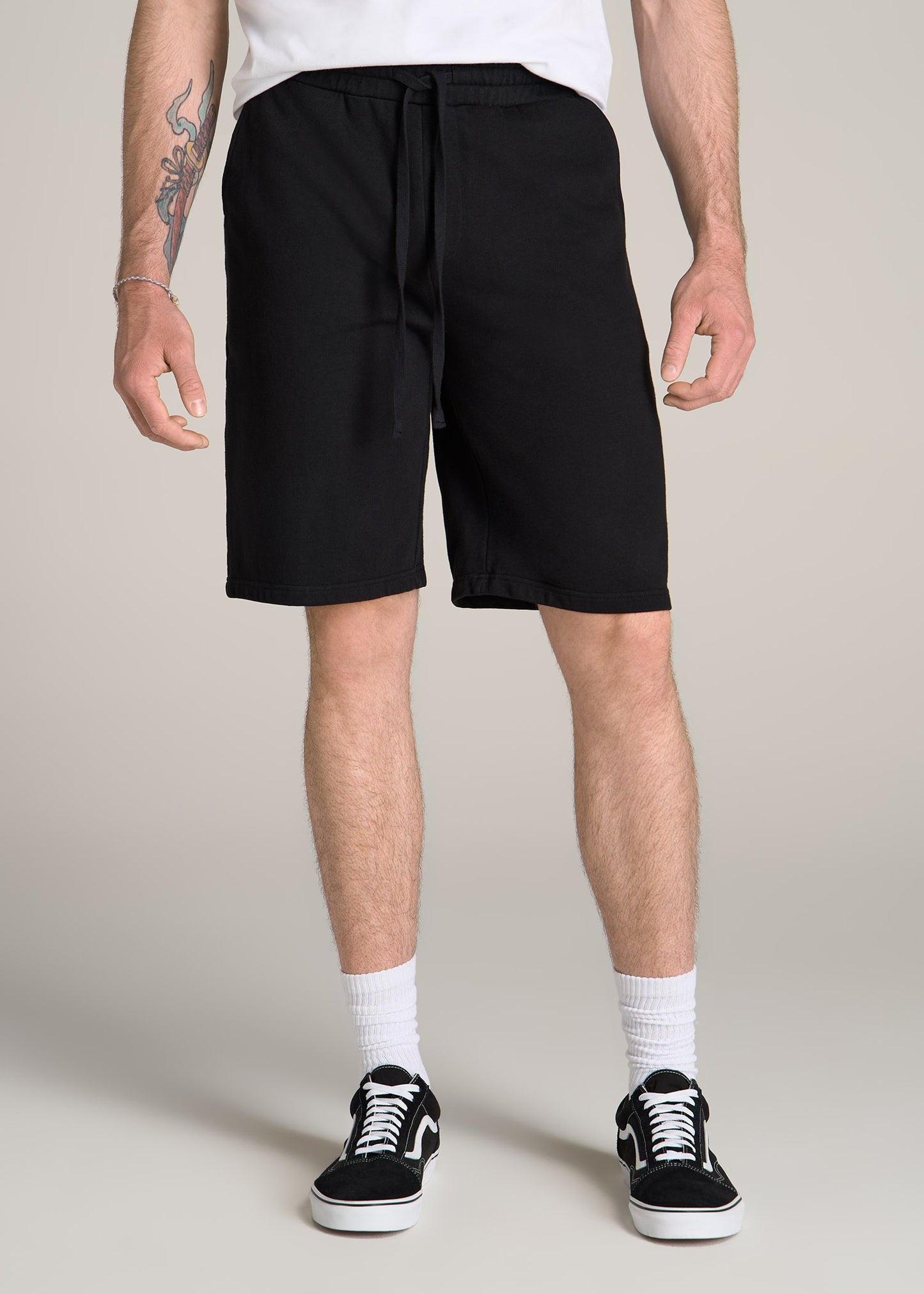 American-Tall-Men-Wearever-Garment-Dyed-French-Terry-Sweat-Shorts-Black-front
