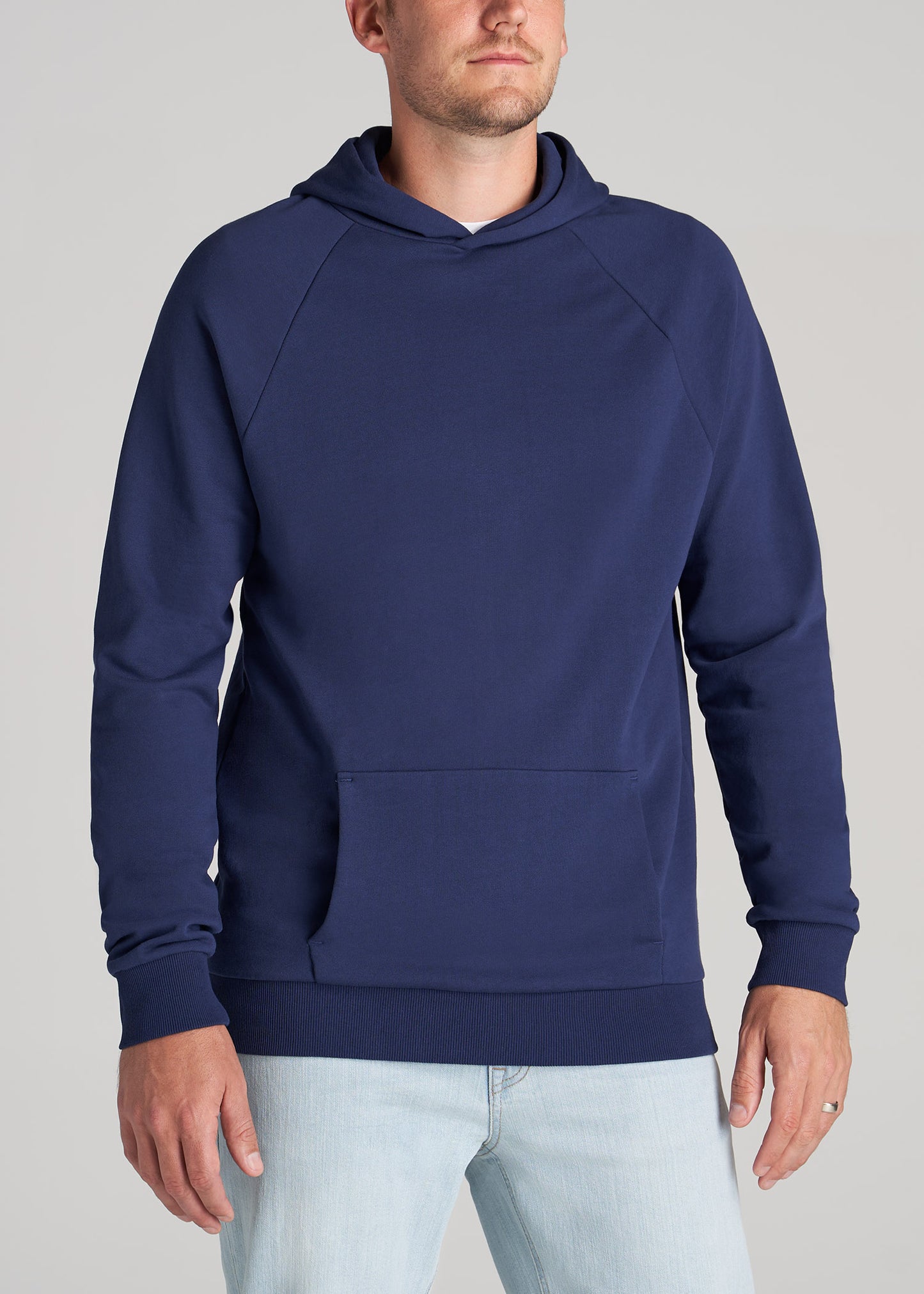       American-Tall-Men-80-20-French-Terry-Raglan-Hoodie-Midnight-Blue-front
