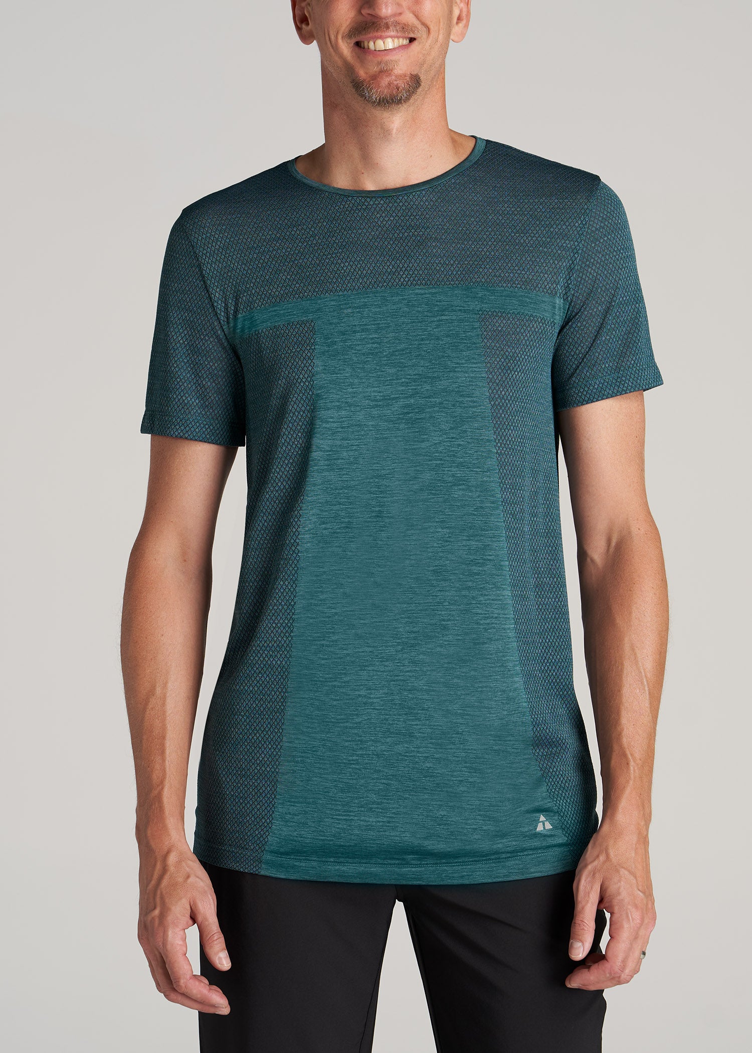 American-Tall-Men-AT-Performance-Short-Sleeve-Jersey-Athletic-Crewneck-Engineered-Tee-Teal-Mix-front