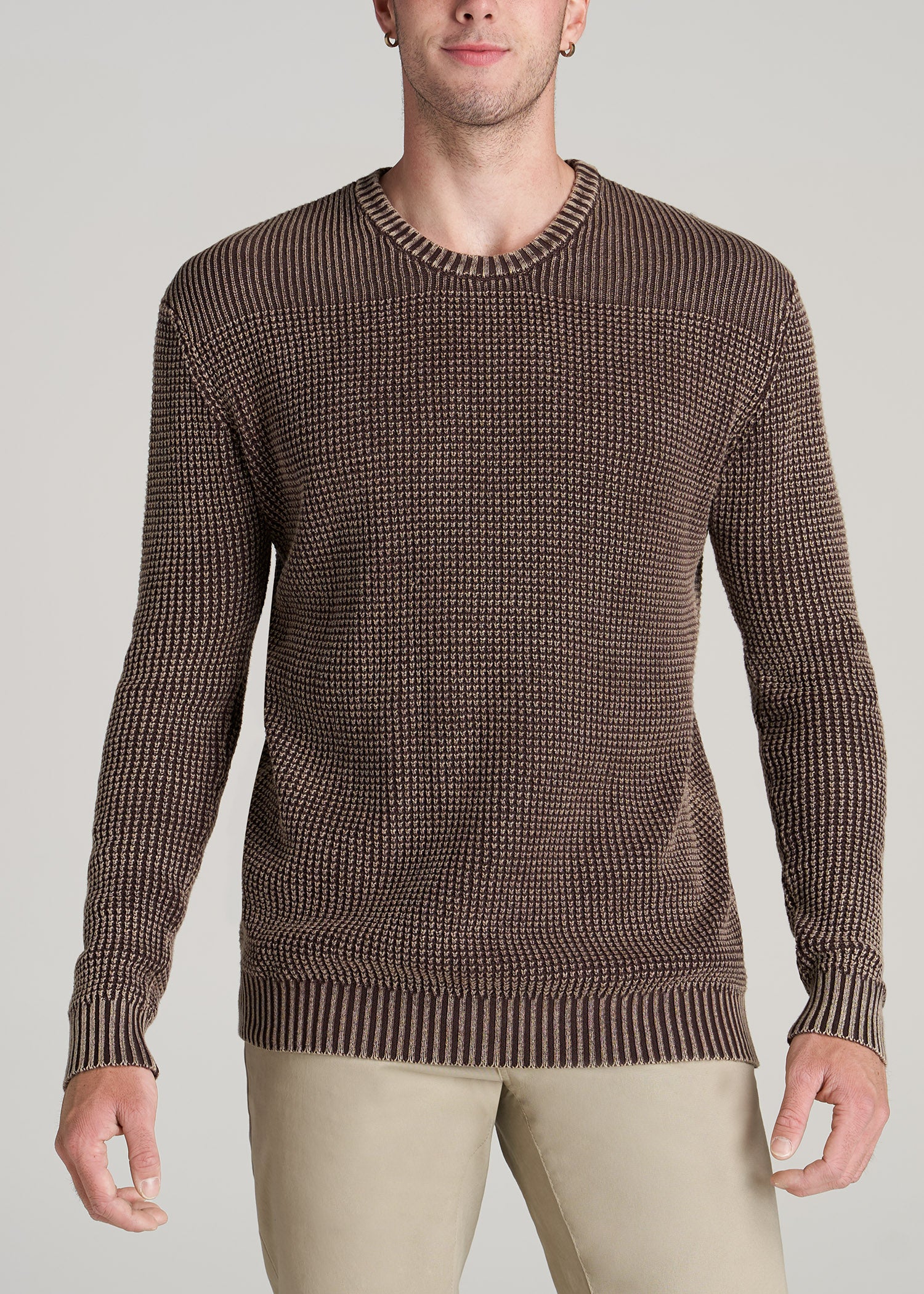       American-Tall-Men-Acid-Wash-Sweater-Dark-Brown-front