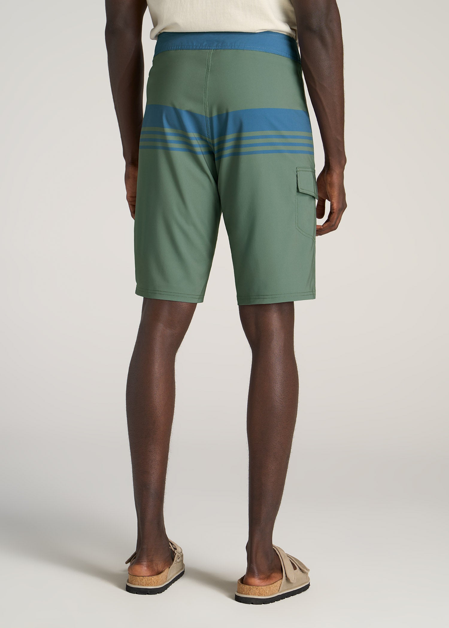   American-Tall-Men-Board-Shorts-Olive-Navy-Stripe-back