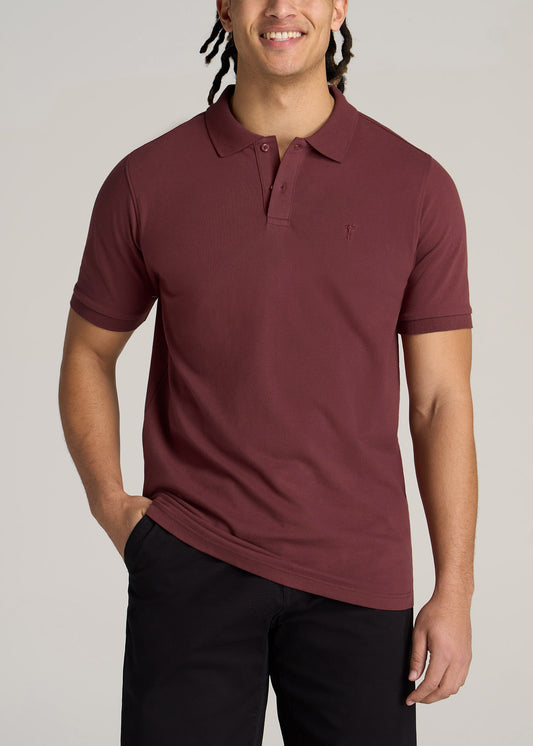 American-Tall-Men-Classic-Polo-Embroidered-Logo-Cherry-Brown-front