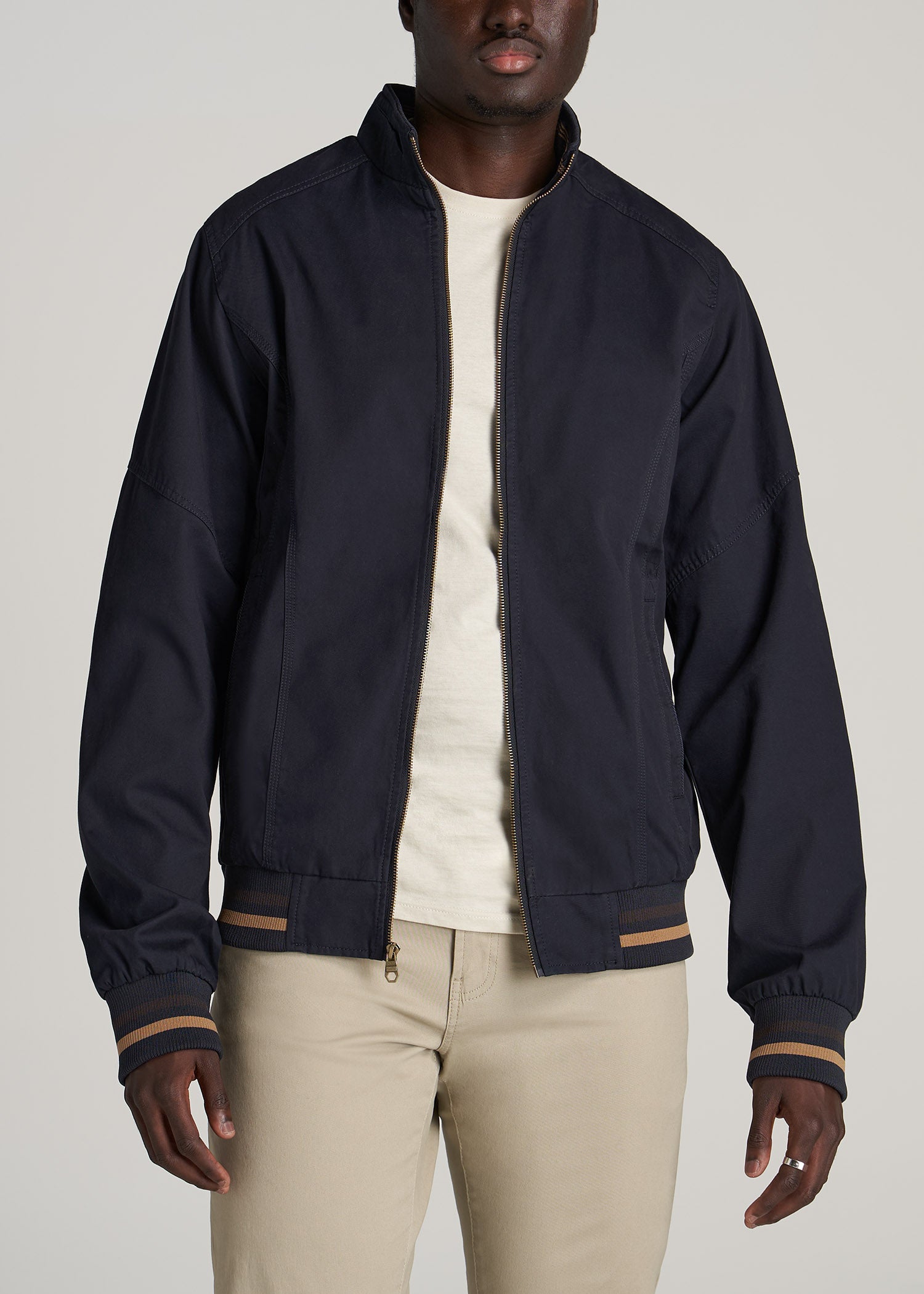       American-Tall-Men-Cotton-Bomber-Jacket-Salute-Navy-front