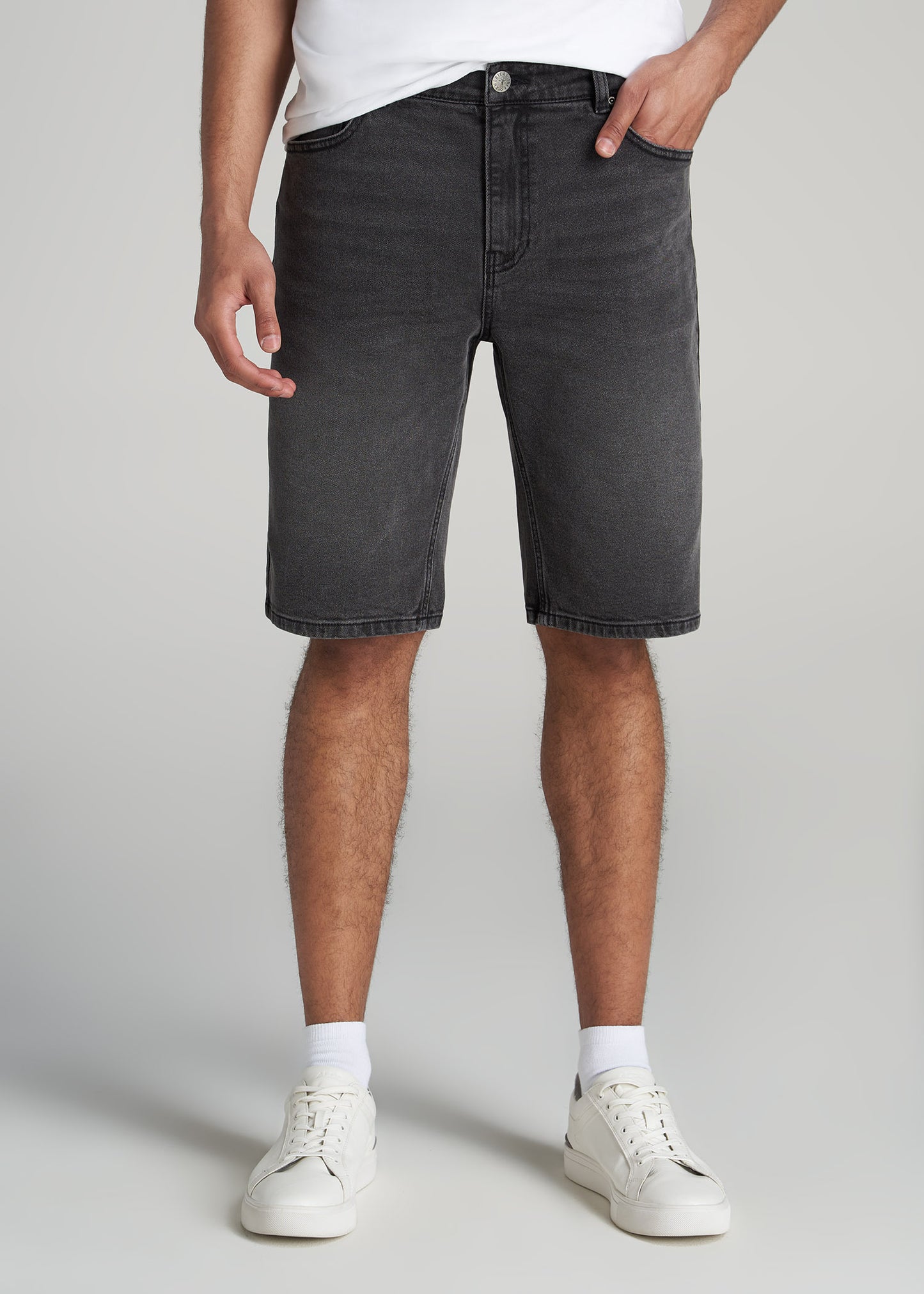    American-Tall-Men-Denim-Shorts-Vintage-Faded-Black-front