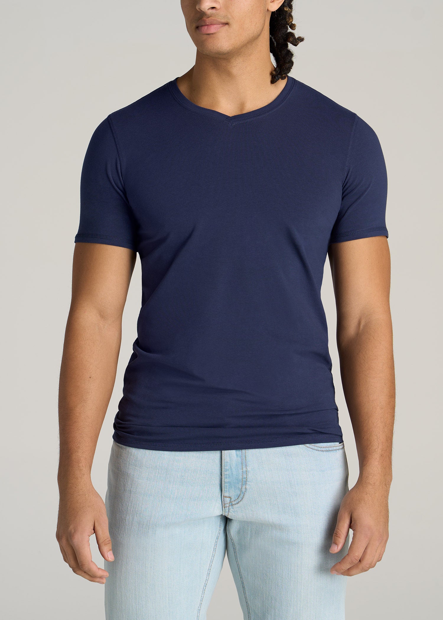    American-Tall-Men-Essential-SLIM-FIT-V-Neck-Tees-Navy-front