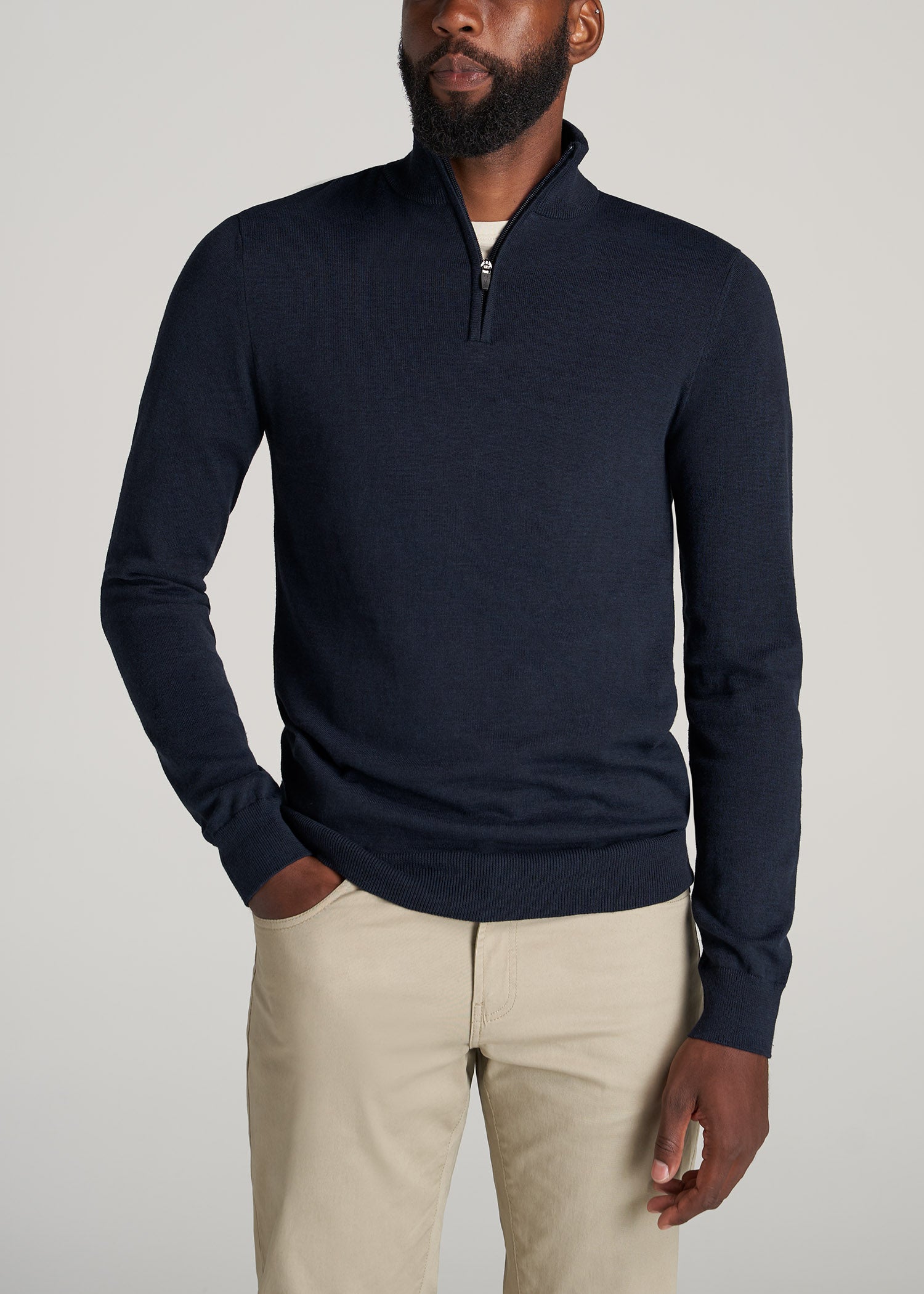    American-Tall-Men-Everyday-Quarter-Zip-Sweater-Patriot-Blue-front