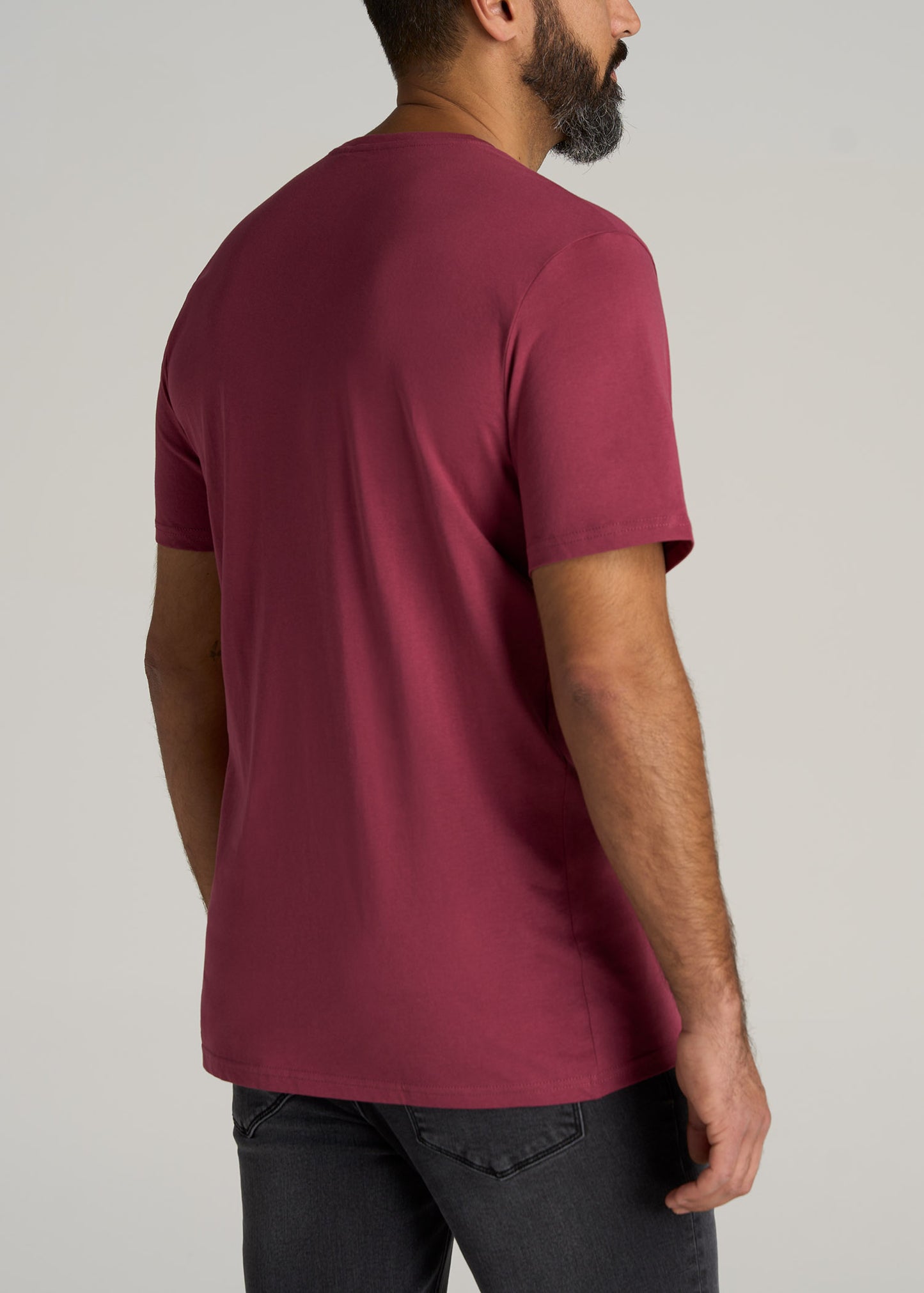    American-Tall-Men-Everyday-REGULAR-FIT-V-Neck-T-Shirt-Garnet-Red-back