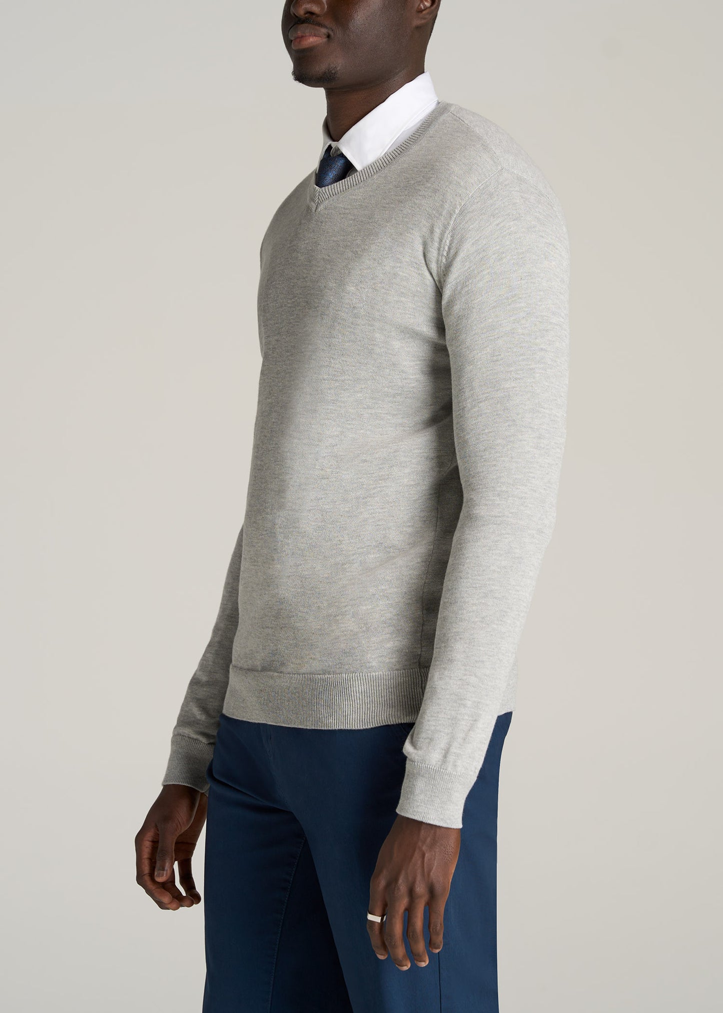    American-Tall-Men-Everyday-V-Neck-Sweater-Grey-Mix-side