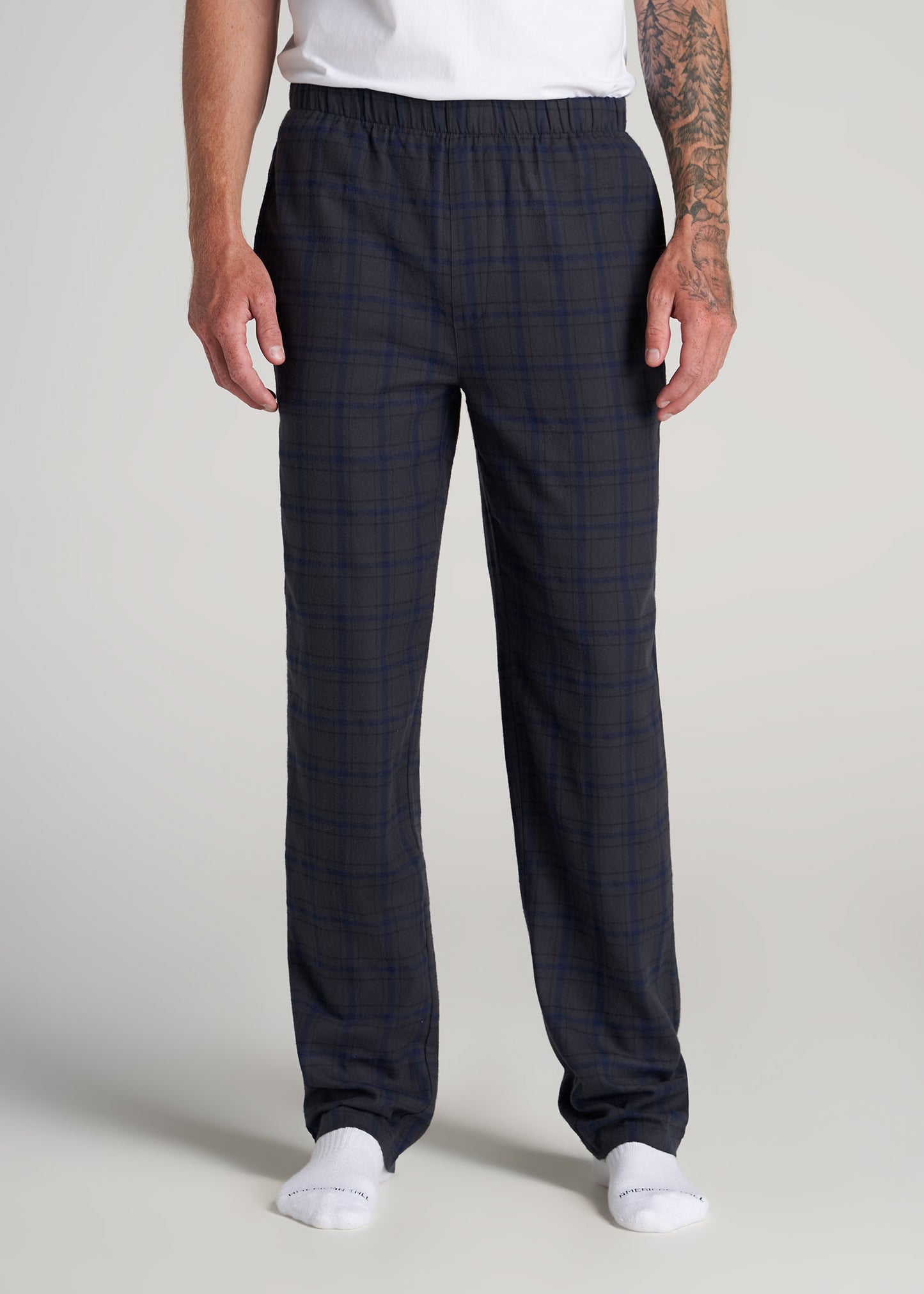       American-Tall-Men-Flannel-Pajamas-Charcoal-Navy-Plaid-front
