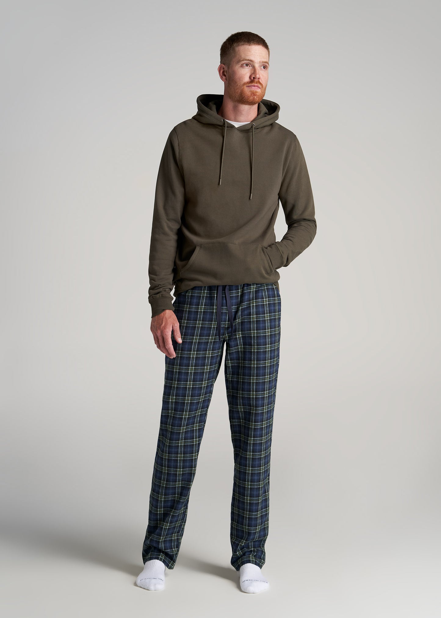    American-Tall-Men-Flannel-Pajamas-Green-Navy-Plaid-full