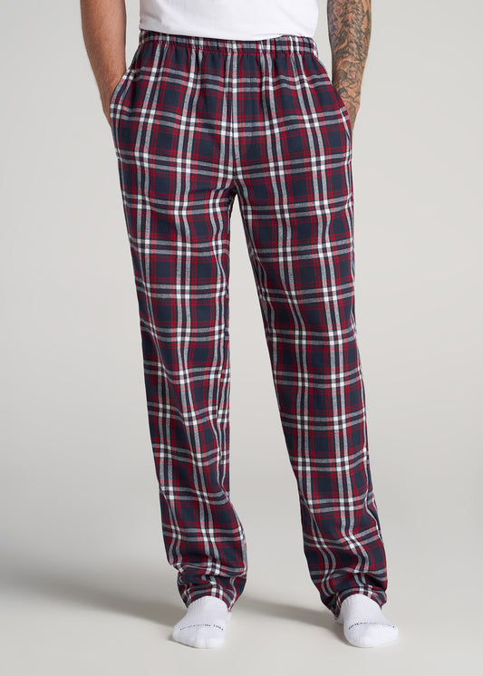       American-Tall-Men-Flannel-Pajamas-Navy-Red-Tartan-front