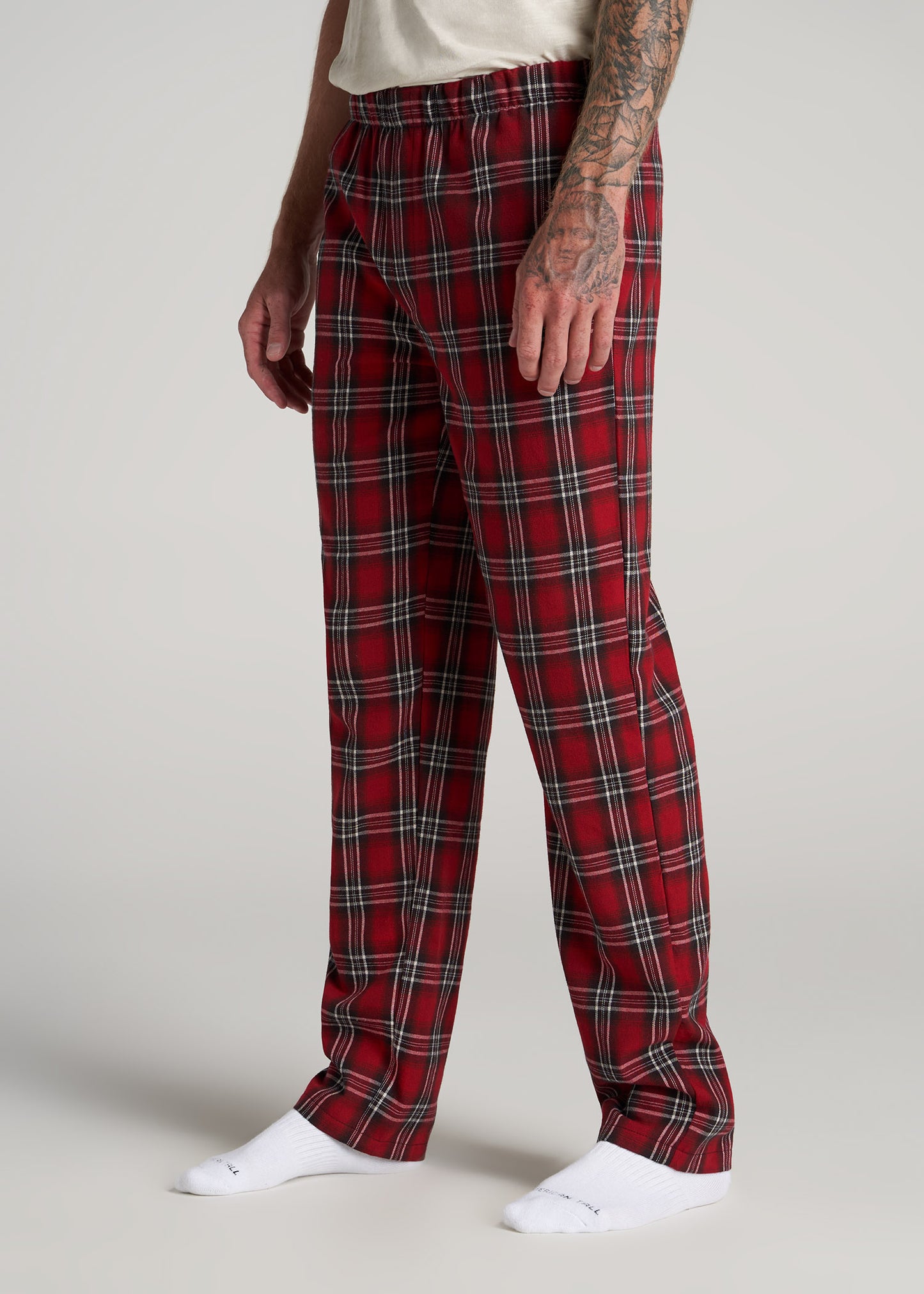       American-Tall-Men-Flannel-Pajamas-Red-White-Plaid-side