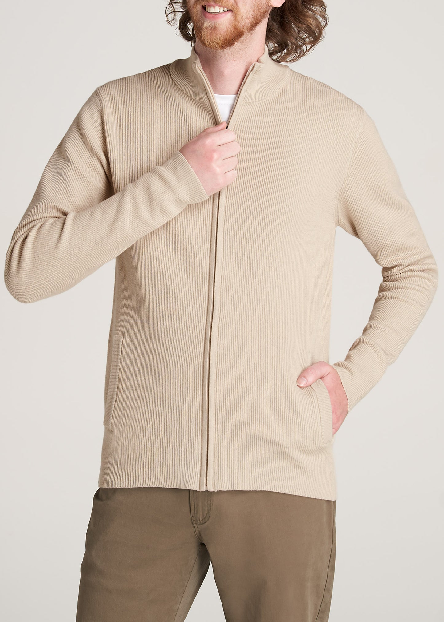 American-Tall-Men-FullZip-Sweater-BeigeMix-zipped