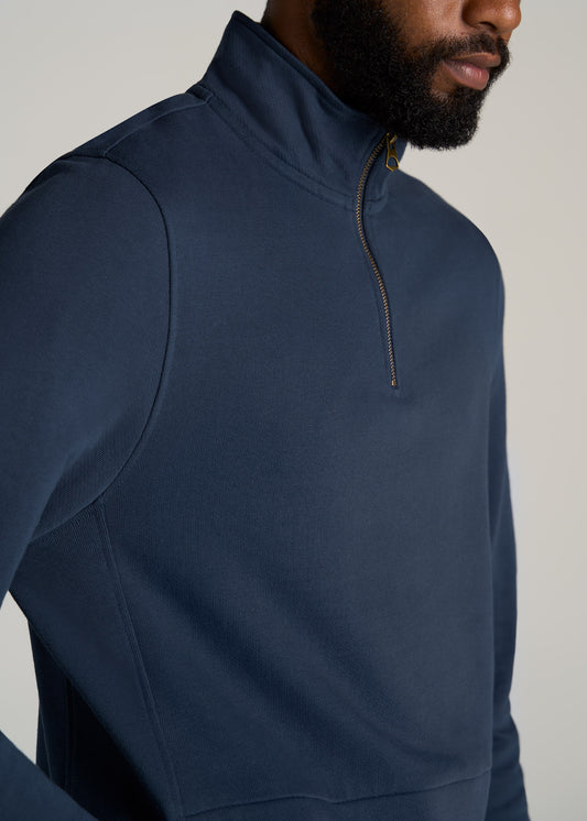       American-Tall-Men-Heavyweight-French-Terry-Quarter-Zip-Pullover-Vintage-Midnight-Navy-detail