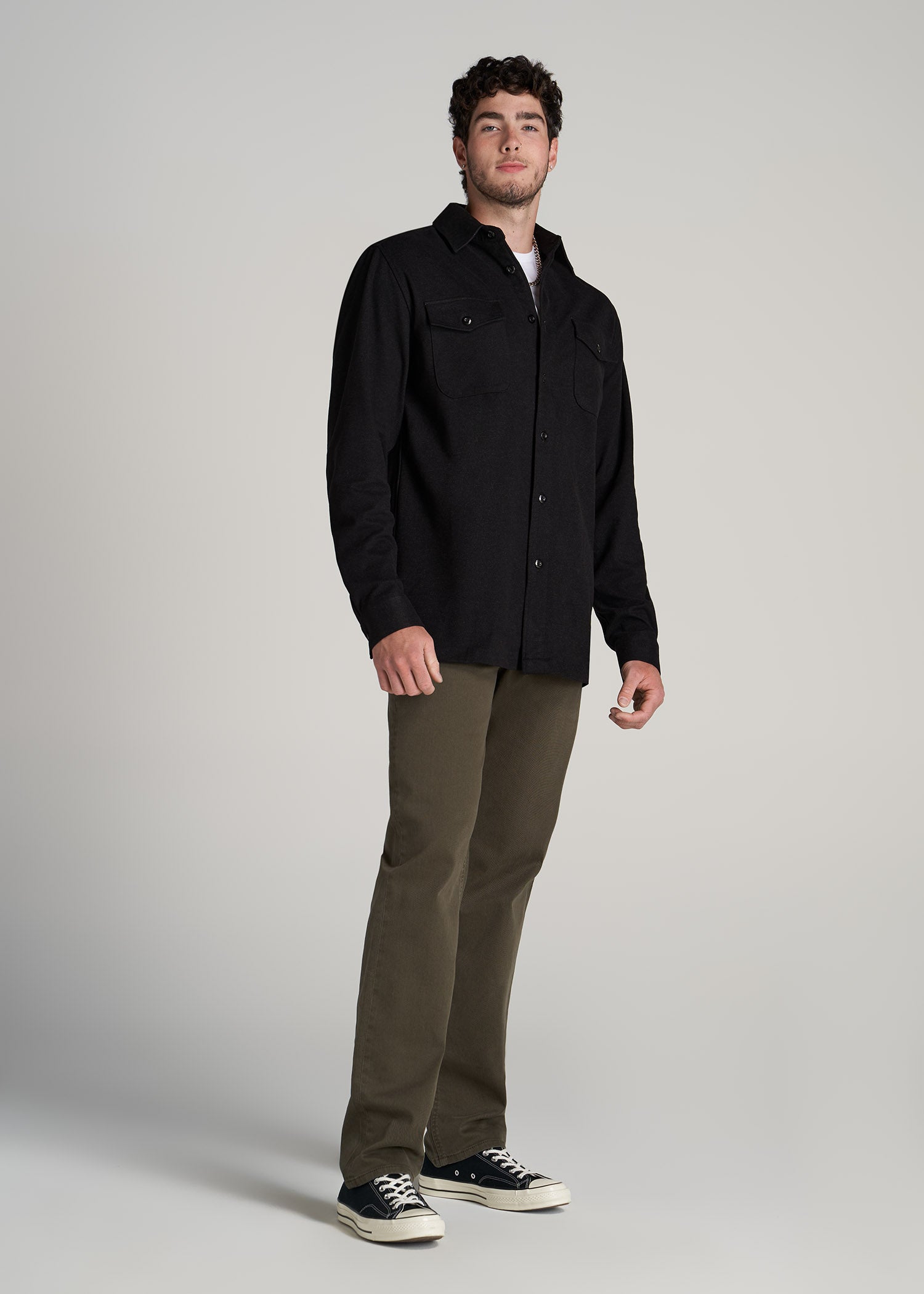   American-Tall-Men-Knit-Overshirt-Black-full