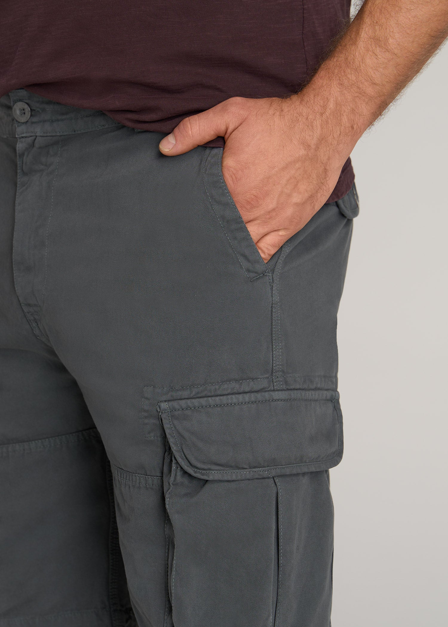     American-Tall-Men-LJ-Cargo-Pocket-Shorts-Flint-Grey-detail