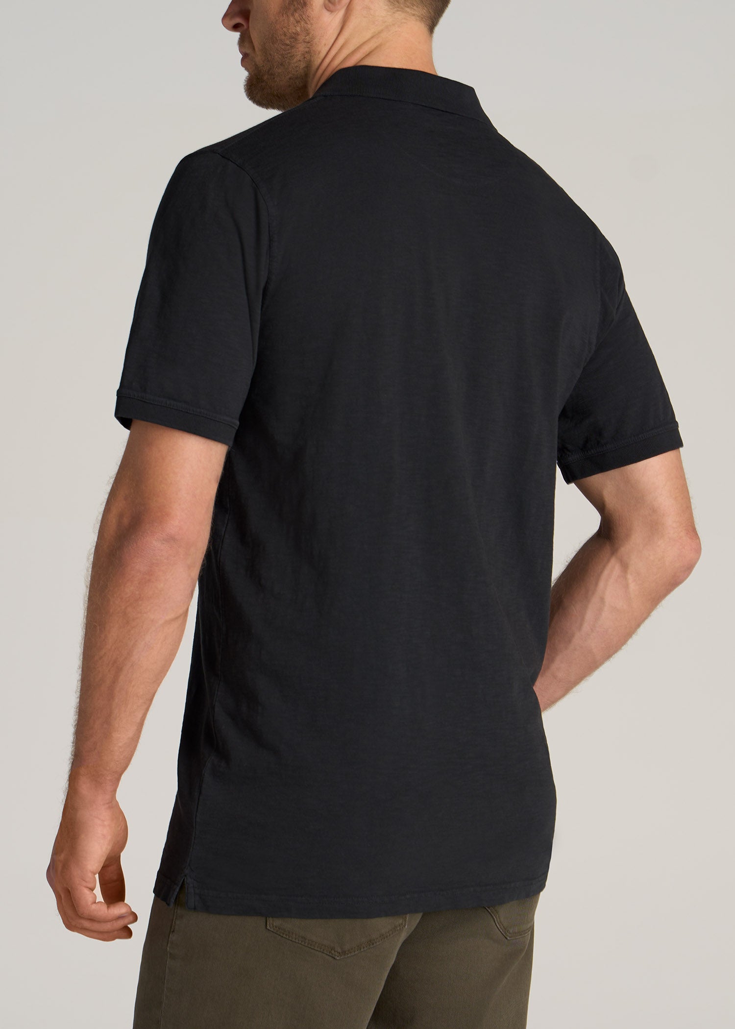        American-Tall-Men-LJ-Slub-Pocket-Polo-Shirt-Vintage-Black-back