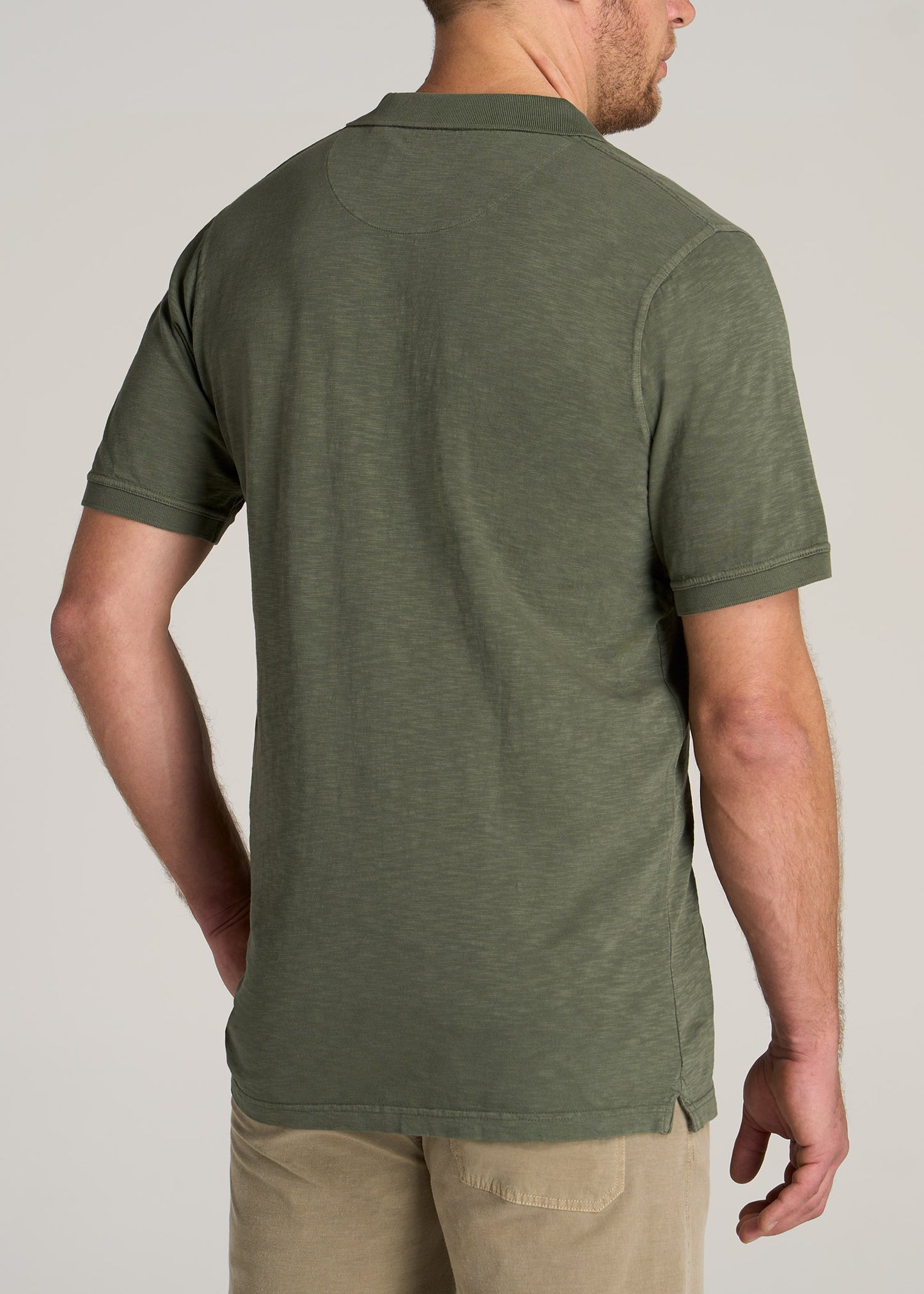   American-Tall-Men-LJ-Slub-Pocket-Polo-Shirt-Vintage-Canoe-Green-back