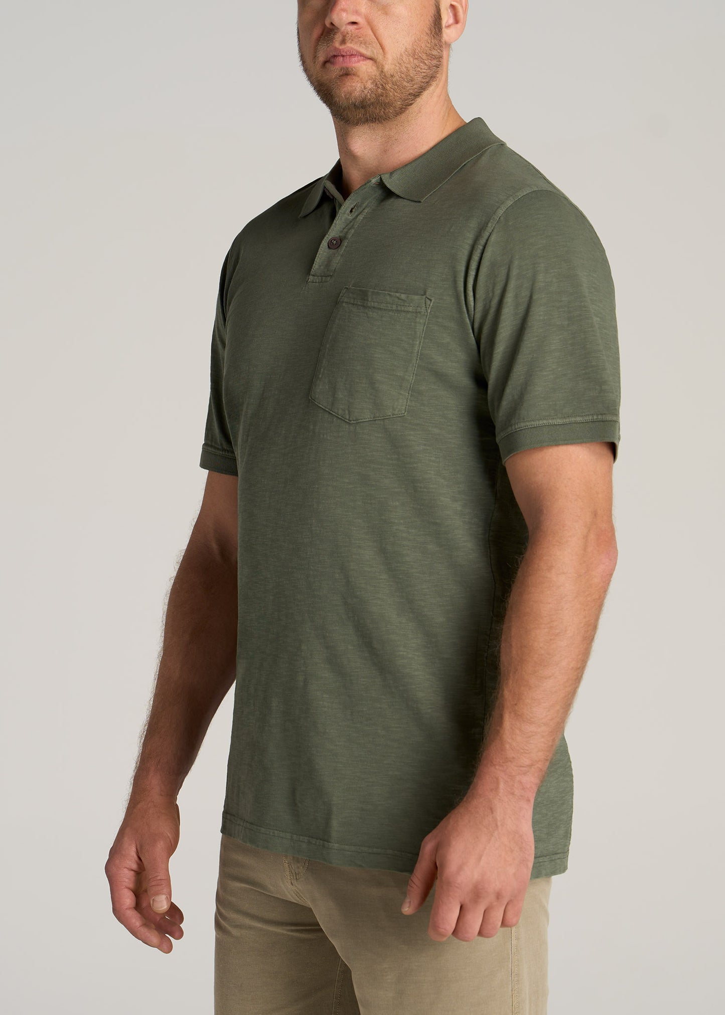     American-Tall-Men-LJ-Slub-Pocket-Polo-Shirt-Vintage-Canoe-Green-side